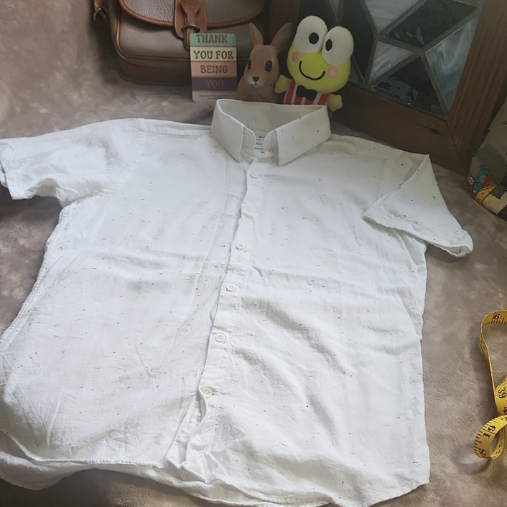 Eighteen Waits Brings A Stylish White (speckled) Mens Button Dwn Short Slv